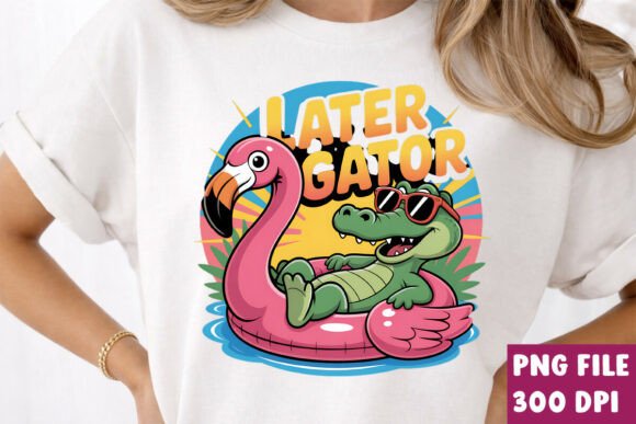 Download Later Gator Funny Flamingo PNG T-Shirt - Premium Resources