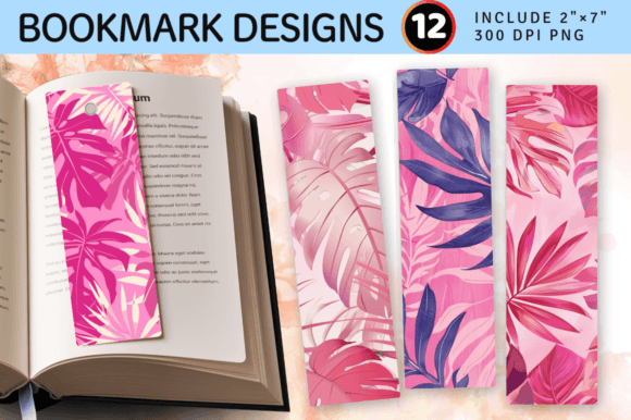 Download Pink Tropical Leaves PNG Bookmark Design - Premium Resources