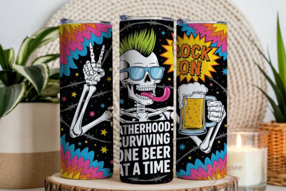 Download Punk Rock Skeleton Dad Tumbler Wrap PNG - Dad tumbler Collection